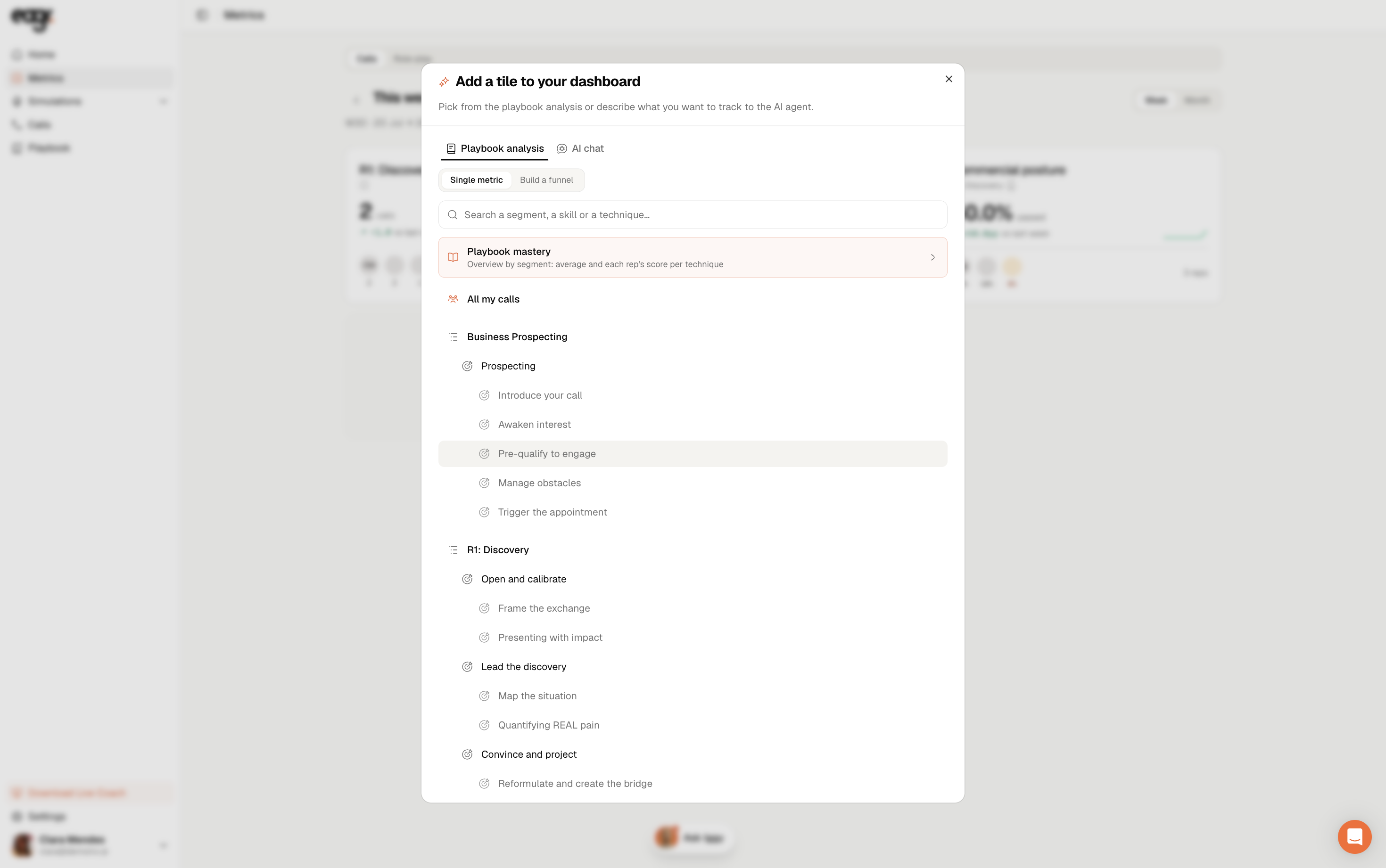 Screenshot: pick a segment, a skill or a technique.