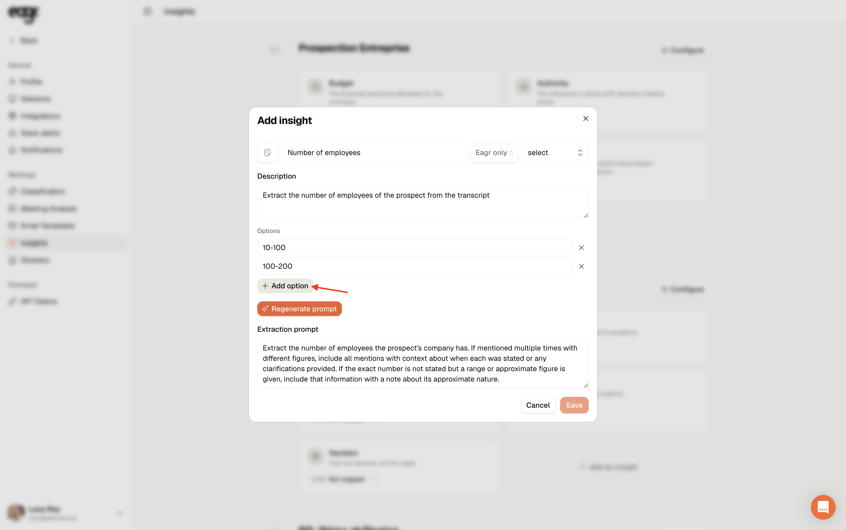 Screenshot: a select and its options.