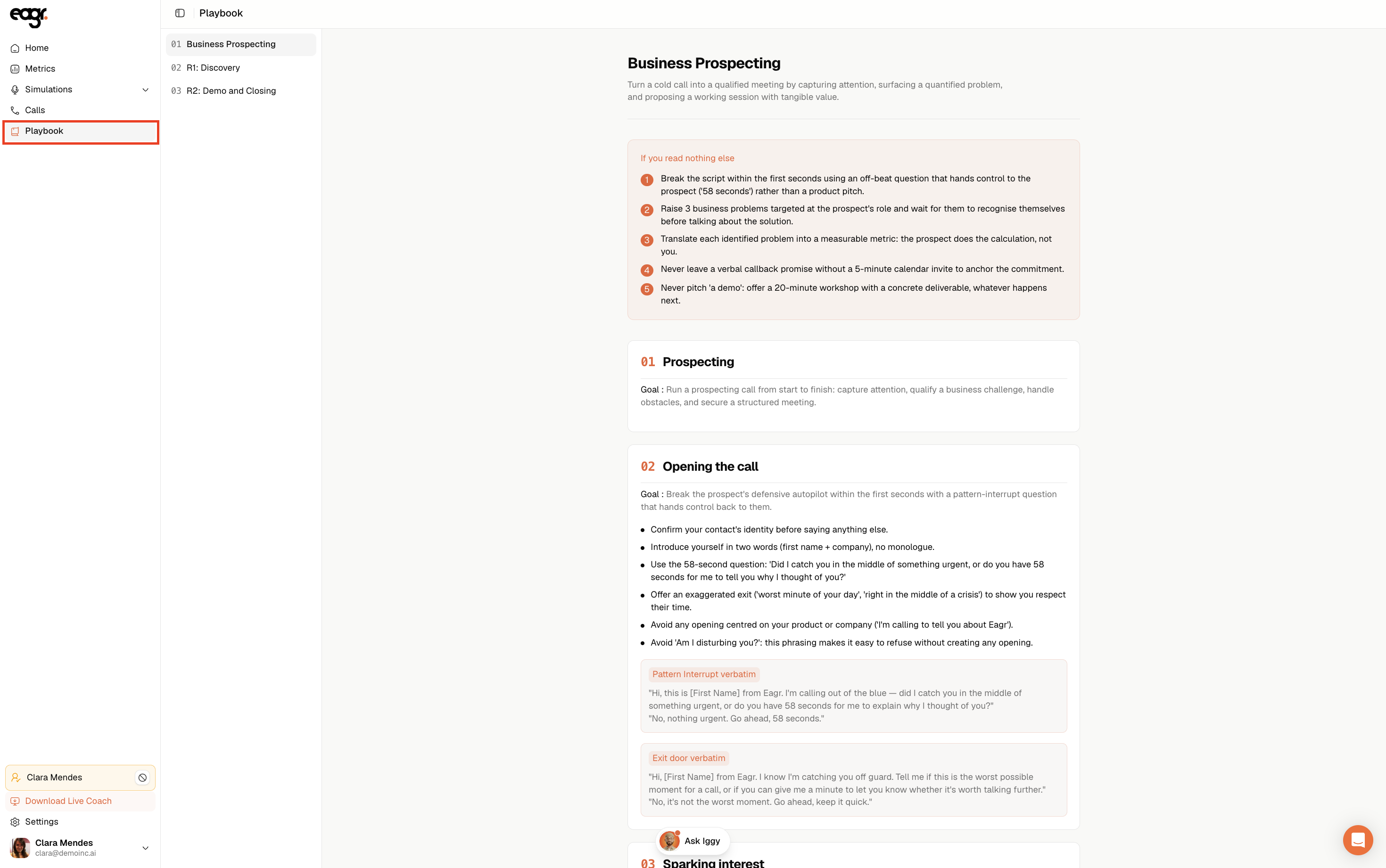 Screenshot: The playbook and its segments.