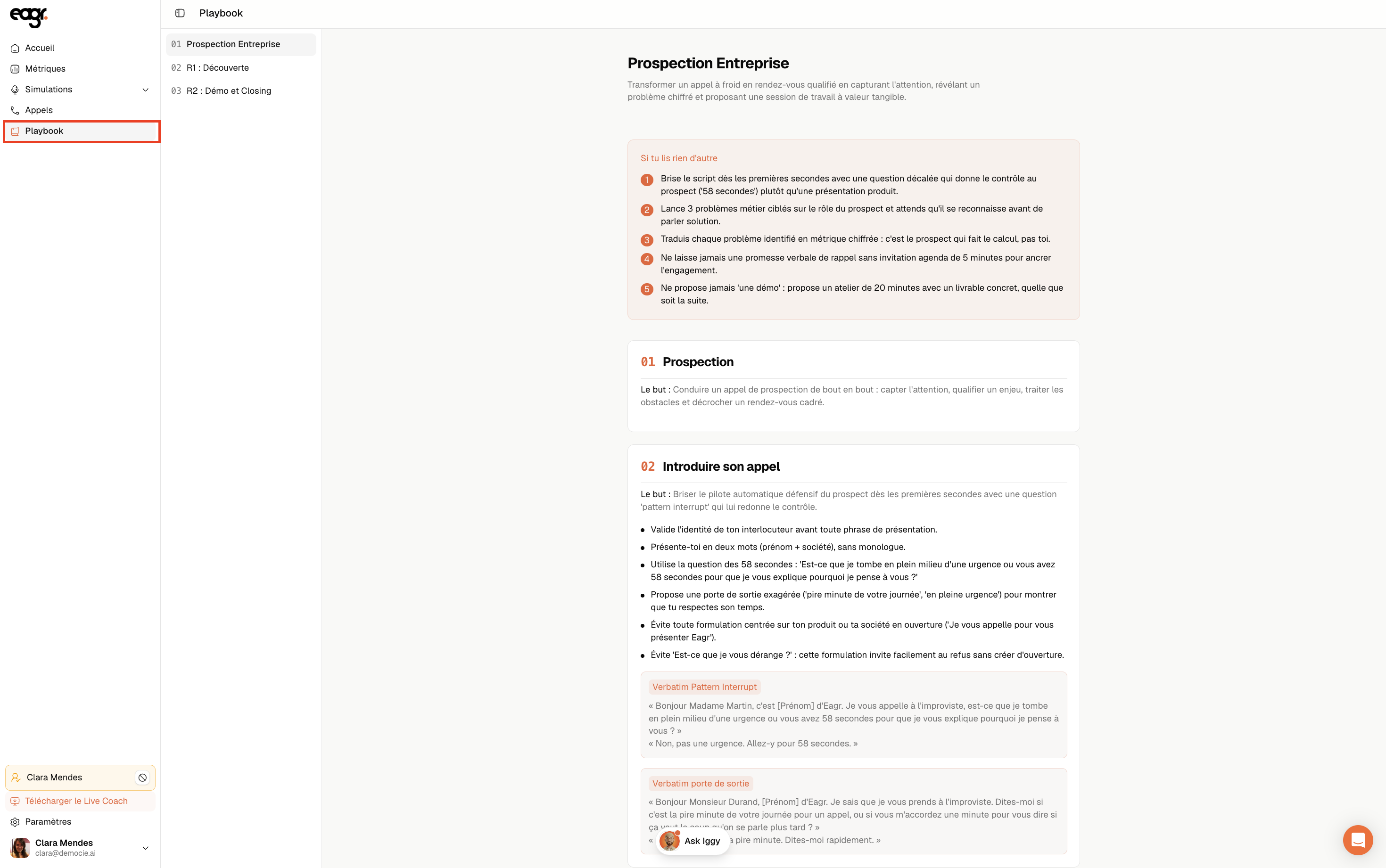 Capture : Le playbook et ses segments.