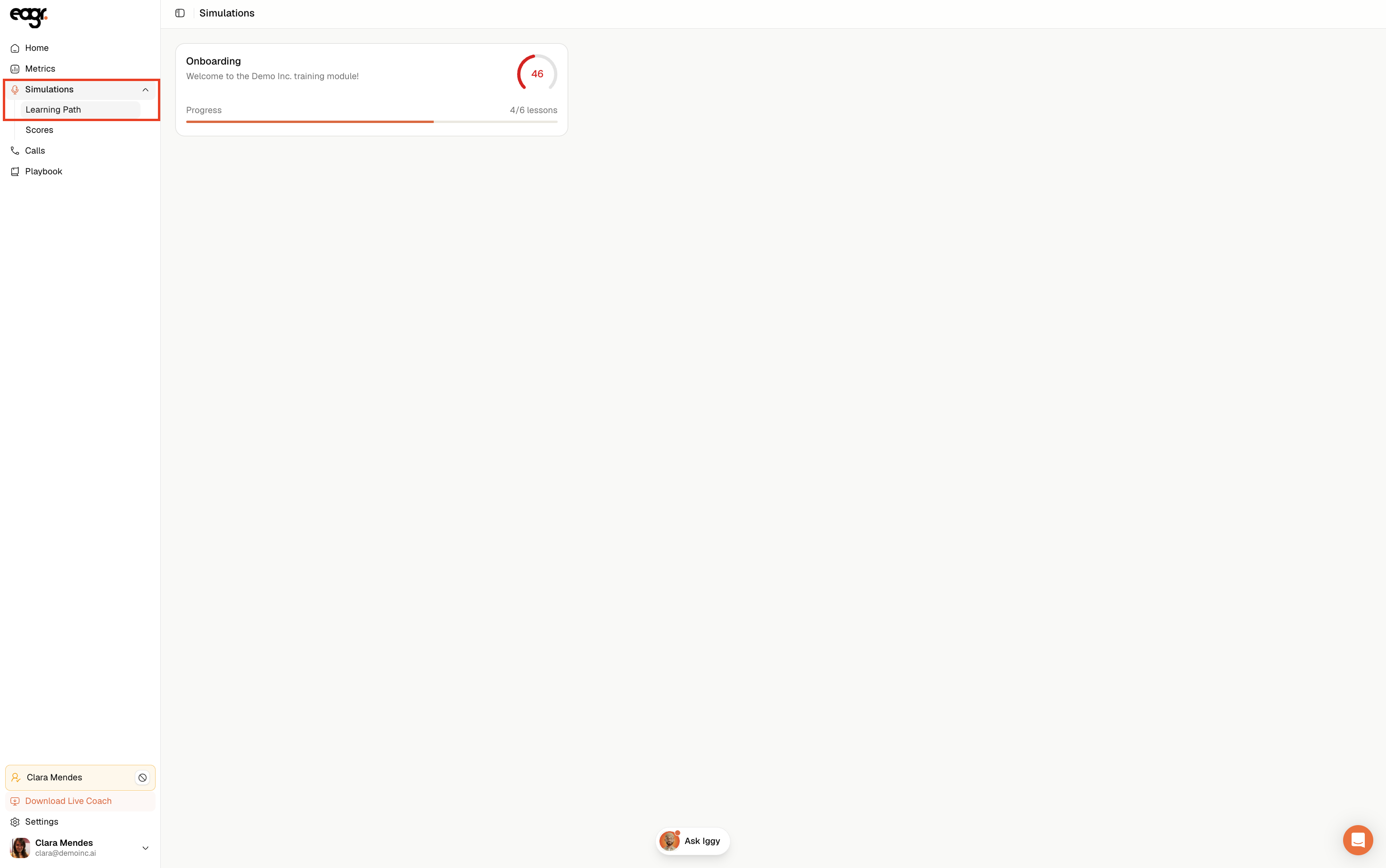 Screenshot: Your training learning path.